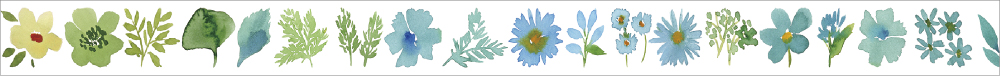ブルーベルグレイ florals cool ［ 15mm × 7m］